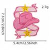 Wholesale Polyester Thread Embroidered Iron-On Patches Pink Cartoon Bow Flower Decorative Craft Sewing Accessories Gift Resale