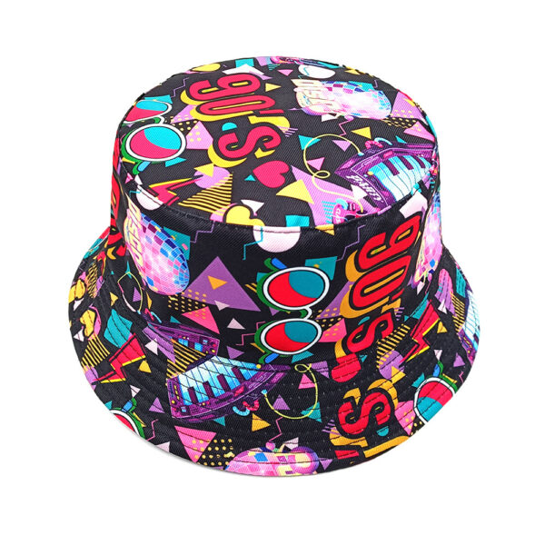 oly-383781808424e33e4c2c731e29d5057d Wholesale 90s Graffiti Print Fisherman Hat Double Sided Sun Hat Dome Top Casual Everyday Headwear for Men Women