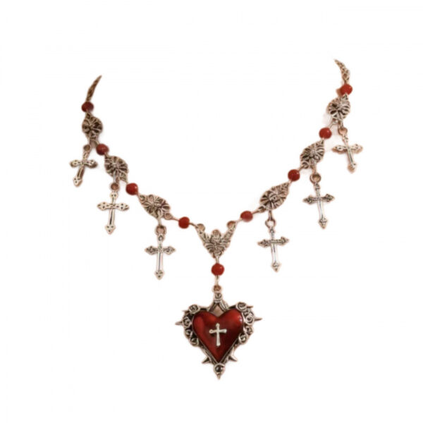 oly-384bd95454e0fedd56d60ed25db6982b Wholesale Gothic Cross Heart Pendant Necklace Trendy Layered Jewelry Accessory for Daily Wear