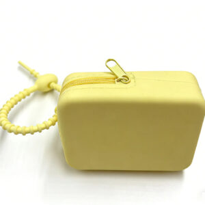 Square silicone bag-yellow lanyard style / 8*6.7*3