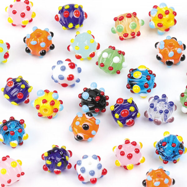 Wholesale Stylish Sea Urchin Design Glass Beads 12mm Mixed Colors for DIY Jewelry Gift and Everyday Wear