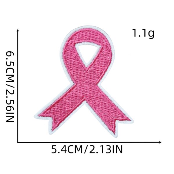 oly-3865fe7397c7dc74b7818785416ac55e Wholesale Polyester Thread Iron-On Patch Pink Ribbon Design Embroidered Decorative Patch for Women's Clothing