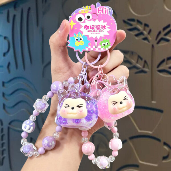 Wholesale Boutique Acrylic Luminous Sand Bottle Keychain Trendy Bag Charm for Women Birthday Gift