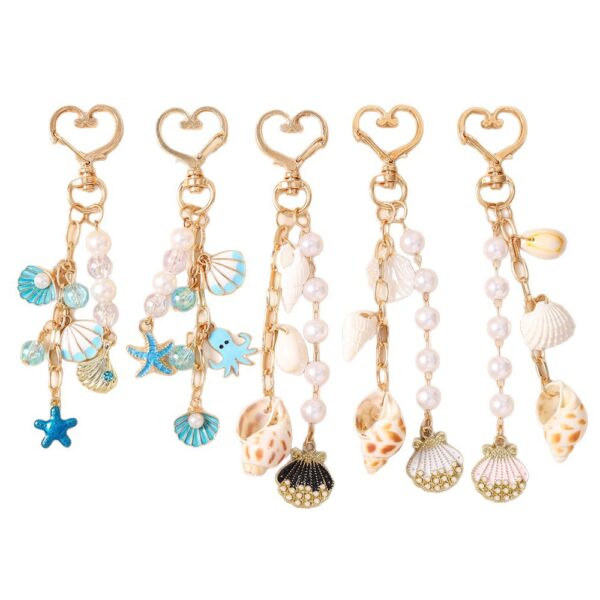 Wholesale Beach Theme Keychain Zinc Alloy Octopus Shell Starfish Charm for Bag Decoration