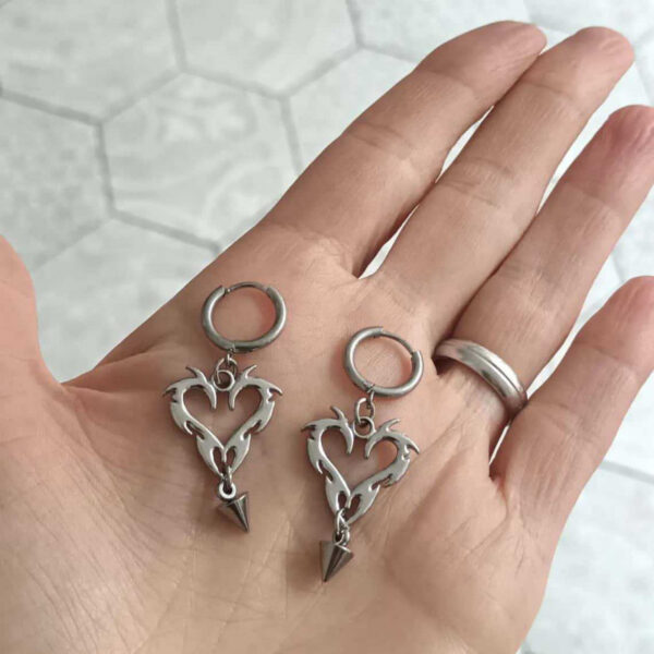 oly-38a9e90ccd5a88ea4da4e12336bd58fb Wholesale Gothic Y2K Flame Spike 304 Stainless Steel Earrings Punk Rock Fashion Jewelry