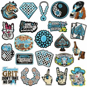 oly-38d990fd2cbf20858ce39c8ec7bfee73 Wholesale Bohemian Turquoise Embroidery Western Denim Patch Set 22 Pcs Trendy Fashion Accessory for Boutique Resale