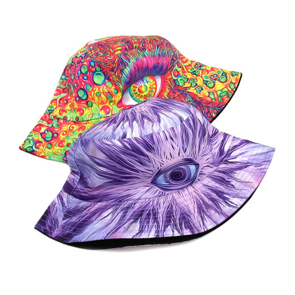 Wholesale Vintage Eye Pattern Double Sided Fisherman Hat Sun Protection for Daily Use