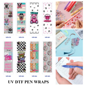 Wholesale 2/8/16pcs UV DTF Stickers Pastel Gradient Letter Floral Wreath Badge Teen Trend Stationery Graphics Pen and Bookmark Stickers