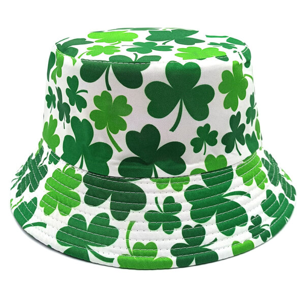 Wholesale St. Patrick's Day Reversible Bucket Hat with Trefoil Print Unisex Sun Protection Hat Gift for Party Favors or Boutique Resale