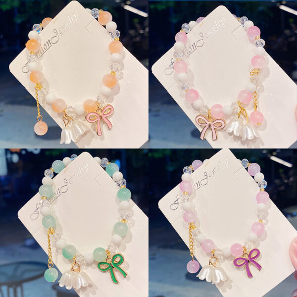 Wholesale Electroplated Glass Lily of the Valley Bow Bracelet Travel Souvenir Jewelry Gift