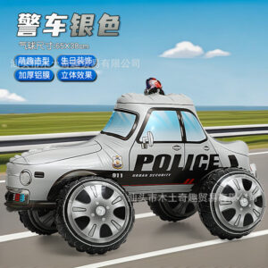 Aluminum three-dimensional police car-silver-f0676