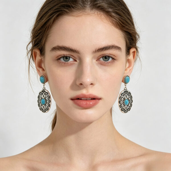 oly-397502302f4912a3f7af42d729ef647d Wholesale Vintage Turquoise Bohemian Statement Earrings Gift Party Wear Jewelry Accessory