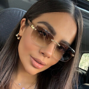 Wholesale Modern Frameless Square Sunglasses Gold Frame Gray Lenses UV400 Outdoor Holiday Style