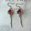 oly-39a539b33f715191da7a8c9b87bf1451 Wholesale Gothic Red Ruby Earrings, Alloy Silver Electroplated Punk Jewelry Accessory for Everyday Wear