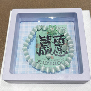 Green cat eye glass flower bracelet box with cardboard