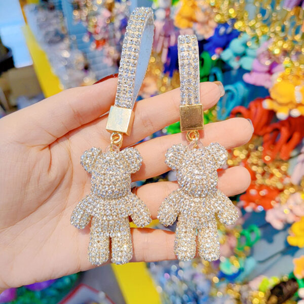 Wholesale Rhinestone Bear Keychain Car Key Accessory Trendy Gift for Couples