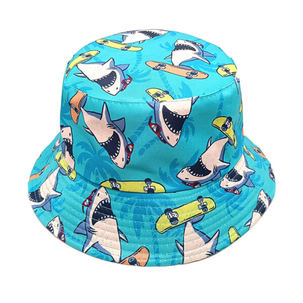 Wholesale Trendy Double Sided Shark Pattern Bucket Hat for Women Sun Protection