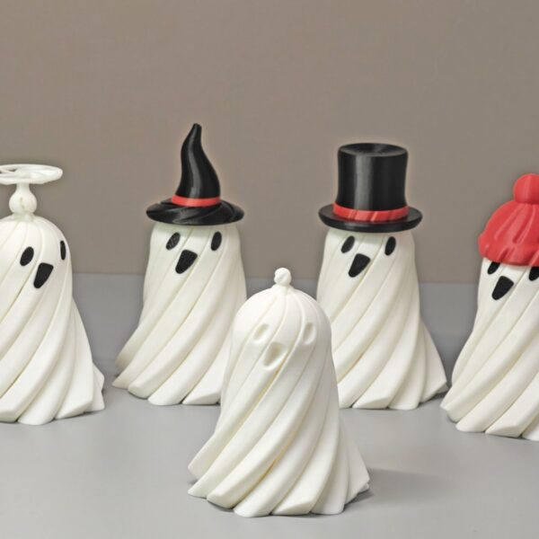Wholesale 3D Halloween Ghost Pumpkin Resin Incense Burner Red Hat Spinning Ghost Desktop Ornament for Wedding Gift