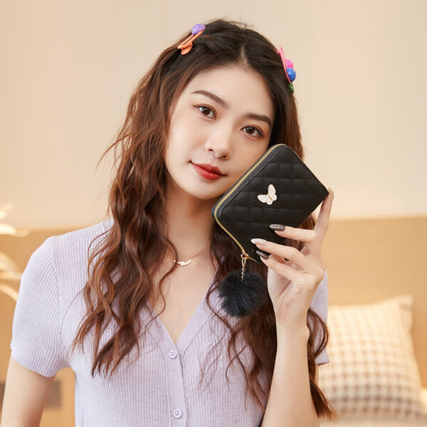 Wholesale Women's Butterfly Pu Leather Wallet with Fluffy Ball - Trendy Fashion Accessory for Everyday Use