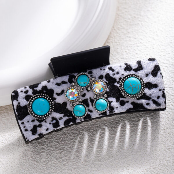 oly-39dc2bd6f1a3ab41cc693669264664a6 Wholesale Bohemian Turquoise Hair Clip Leopard Print Acrylic Duckbill Claw Clip Fashion Hair Accessory for Women