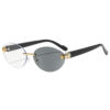 oly-39df48eeeadb1fffde890c692904d1d4 Wholesale Trendy Leopard Pattern Frameless Oval Color Changing Sunglasses UV400 Golden Frame Gray Lenses Fashion Sun Shades for Resale