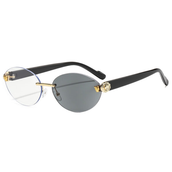 oly-39df48eeeadb1fffde890c692904d1d4 Wholesale Trendy Leopard Pattern Frameless Oval Color Changing Sunglasses UV400 Golden Frame Gray Lenses Fashion Sun Shades for Resale