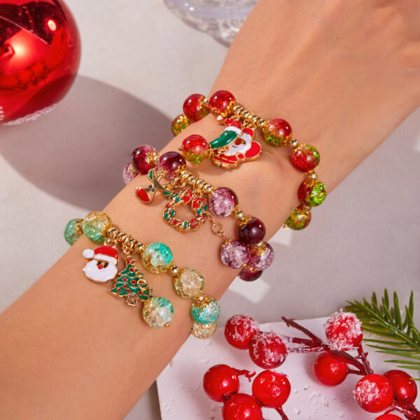 oly-39fb8ac0efead0db79b155545a3d876a Wholesale Christmas Cartoon Beaded Bracelet Alloy Electroplating Women's Jewelry Gift