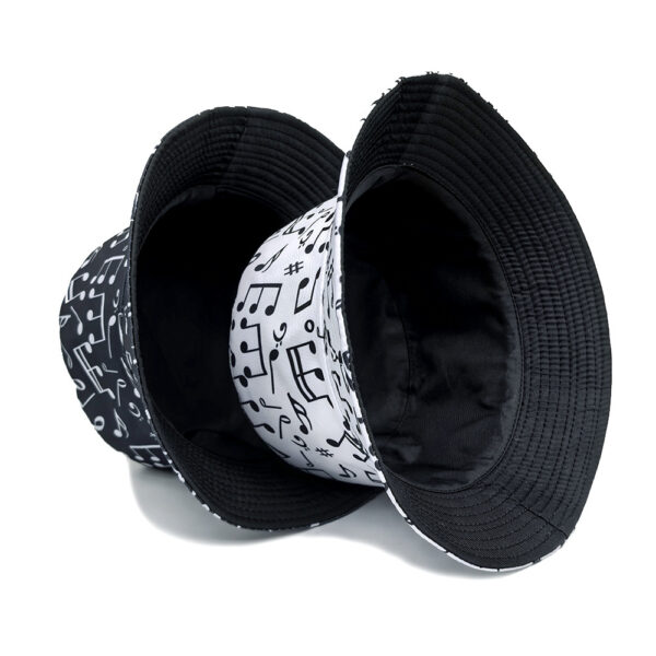 Wholesale Trendy Music Note Bucket Hat Sun Protection Black Fashion Accessory