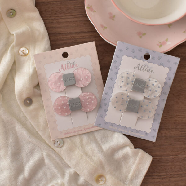 oly-3a4b854b6fb928debde56a6a69b66ee3 Wholesale Trendy Polka Dot Teddy Bear Duckbill Hair Clips Acrylic 3 Piece Set for Everyday Styling Boutique Resale