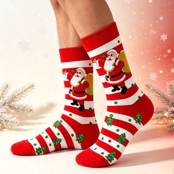 oly-3a51dc21a18a392780757d5937842b5b Wholesale Cotton Christmas Mid Calf Socks Red Santa Pattern Casual Boutique Socks