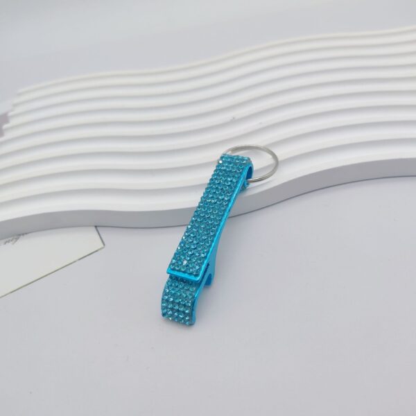 Wholesale Trendy Rhinestone Bottle Opener Keychain White Zinc Alloy Travel Commemoration Gift Boutique Resale