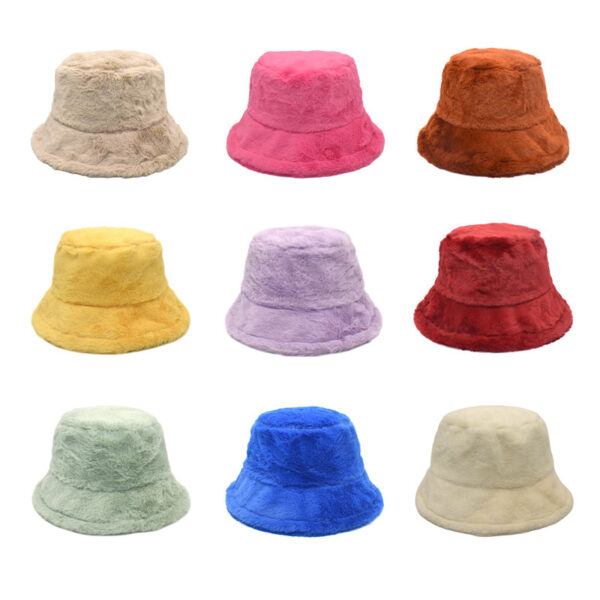 Wholesale Light Yellow Faux Rabbit Fur Bucket Hat Winter Outdoor Fashion Accessory Gift