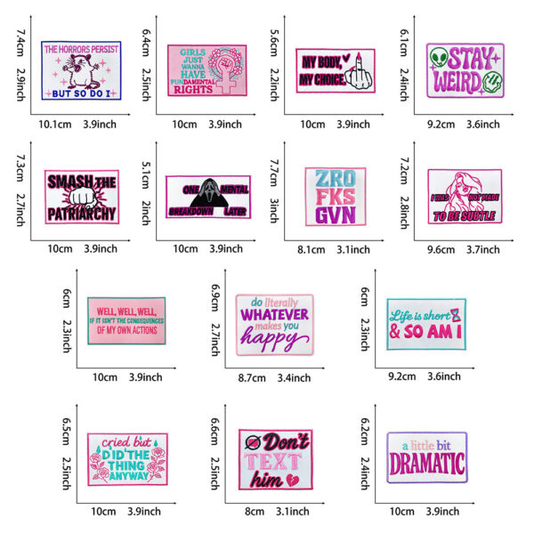 oly-3a9ad152c9f15e265e0a741d54254637 Wholesale Polyester Iron-On Patches with Pink English Letters Gold Plaid - Fashion Craft Supply for Coats