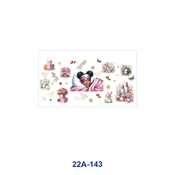 Wholesale 5pcs Watercolor Cozy Spa Lady Bath Mask Hair Dryer Pastel Wildflower Butterfly Heart Skincare Tumbler Wrap Decals 16oz Cup UV DTF Wraps