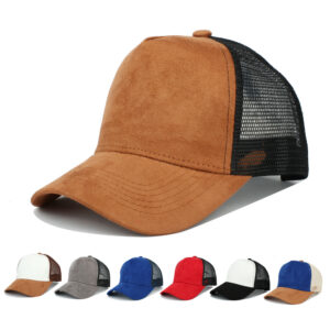 oly-3abd674c5be13c889f1fec1a935eab16 Wholesale Suede Mesh Baseball Cap Breathable Adjustable Color Block Unisex Trendy Casual Hat