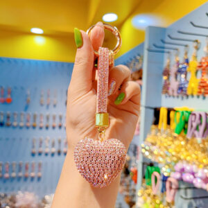 Full diamond peach heart-single pink