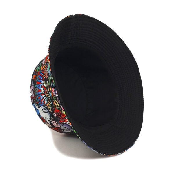 oly-3ac7f1be7dc980fbac89ab159ce06e54 Wholesale Graffiti Print Double Sided Bucket Hat Sun Hat for Outdoor Travel Fashion Casual