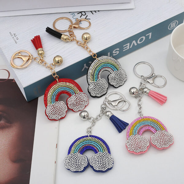 oly-3b06a9429e504cf7ac3ffc3f93dd0de1 Wholesale Rainbow Rhinestone Tassel Keychain, Decorative Car Key Accessory, Wedding Gift Boutique