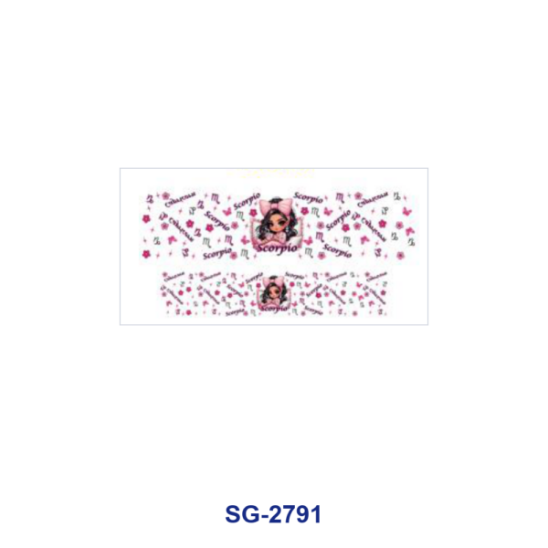 Wholesale 8pcs Zodiac Pink Cartoon Girl Print 3oz Cup Stickers Wrap