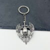 Wholesale Vintage Skull Angel Sword Keychain Pendant Punk Style Silver Metal DIY Car Key Accessory