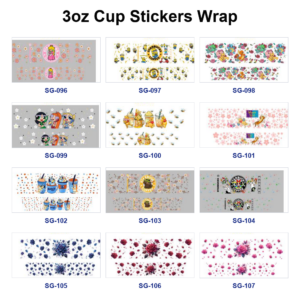Wholesale 8pcs Bright Floral 3oz Tumbler Stickers Wrap OLY Exclusive