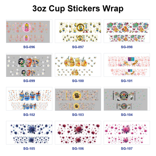 Wholesale 8pcs Bright Floral 3oz Tumbler Stickers Wrap OLY Exclusive