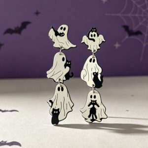 oly-3b4689784655696fab8f1cb8b59d5d0a Wholesale Cute Halloween Ghost Black Cat Acrylic Earrings Fashion Accessory for Party Boutique Resale