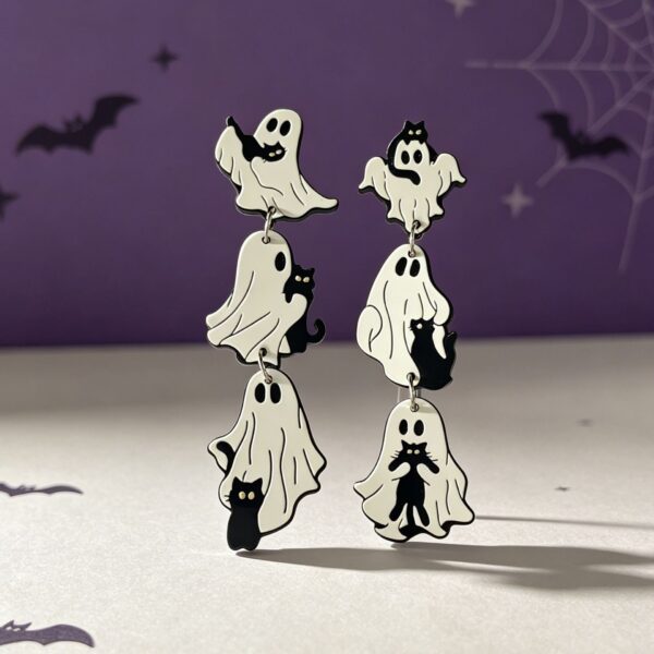oly-3b4689784655696fab8f1cb8b59d5d0a Wholesale Cute Halloween Ghost Black Cat Acrylic Earrings Fashion Accessory for Party Boutique Resale