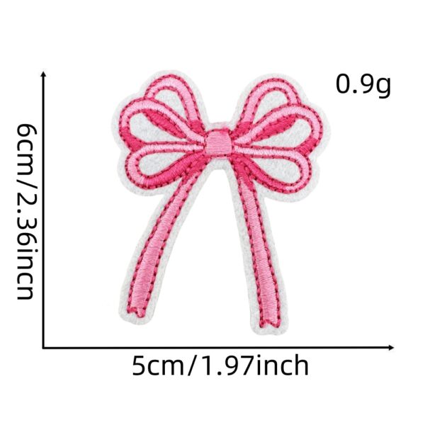 Wholesale Pink Bow Embroidery Cloth Patch, Hot Melt Adhesive Iron-On Patch, Fashion Hair Accessory, Boutique Resale Craft Supply