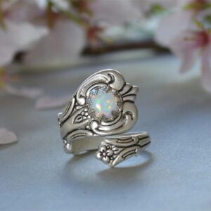 Wholesale Geometric White Opal Alloy Ring Wedding Gift Jewelry Accessory