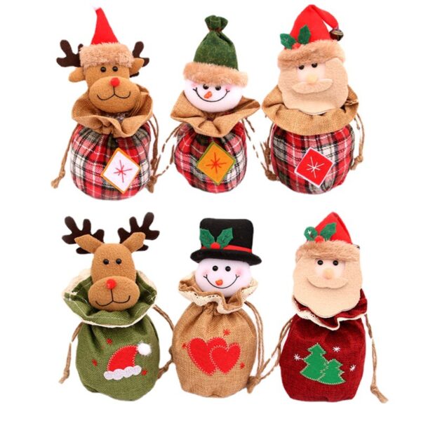 oly-3b5dfdd1db97a5f3c6fd9bbd3f49a009 Wholesale Burlap Christmas Gift Bag Cartoon 3D Drawstring with Jingle Bell Holiday Decor