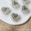 Wholesale Resin White Heart Checkerboard Beads Phone Charm DIY Craft Supply