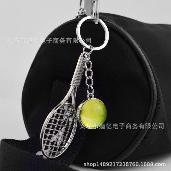 Wholesale Metal Luminous Tennis Racket Keychain Gift for Fans and Car Key Accessory