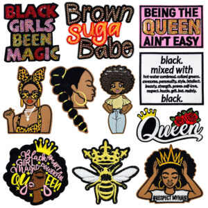 oly-3b9772cc0849fe9a2224b6813316f8b3 Wholesale Polyester Embroidered Patches Leopard Print Afro Girl for Shoes Hats DIY Accessory
